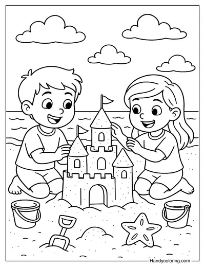 Sandcastle Competition Coloring Page