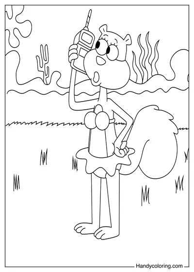 Sandy Cheeks in a Bikini Color Page
