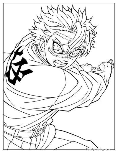 Sanemi Infinity Castle Coloring Page Kimetsu no Yaiba