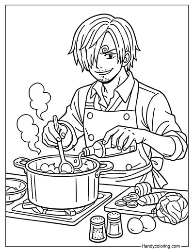 Sanji Cooking A Pot Of Food