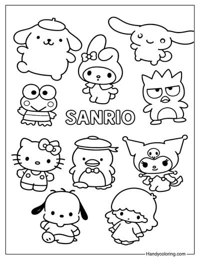 Sanrio Characters Coloring Page