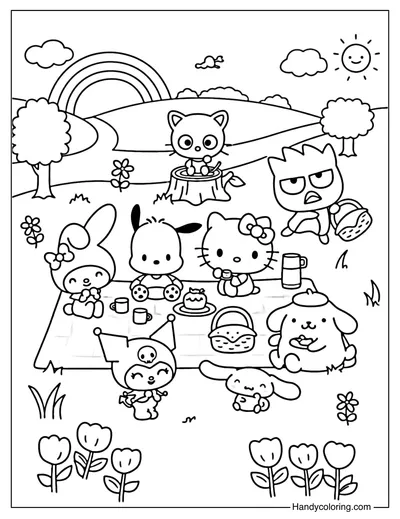 Sanrio Picnic Coloring Page