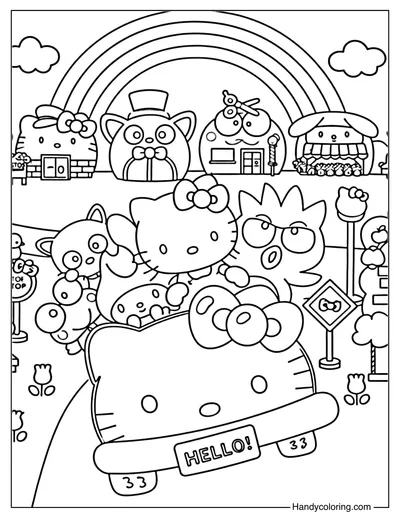 Sanrio Town Ride Coloring Page