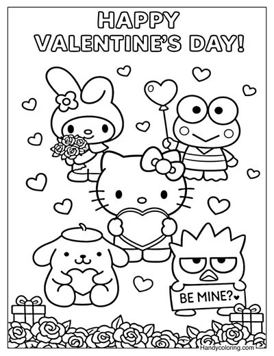 Sanrio Valentine's Day Coloring Page