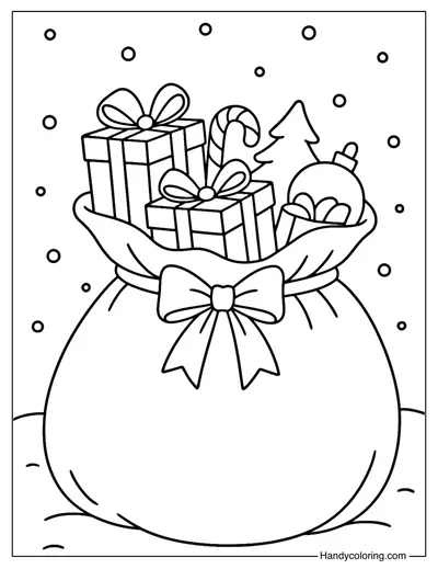 Santa Big Gift Sack Coloring Page
