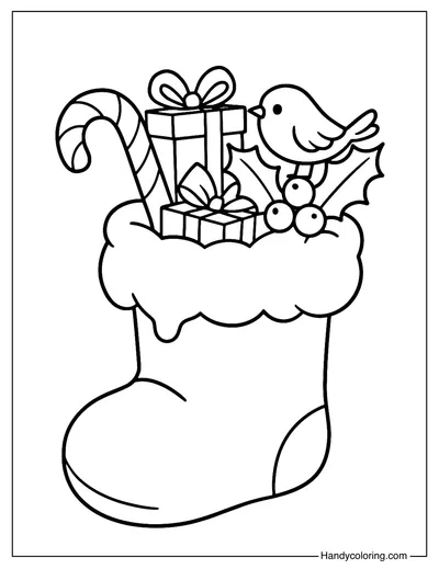 Santa Boot Surprise Coloring Page