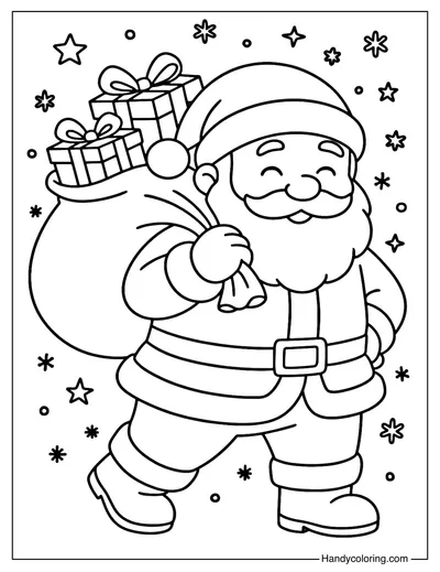 Santa Carrying His Sack Coloring Page