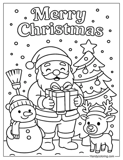 Santa Claus and Friends Coloring Page