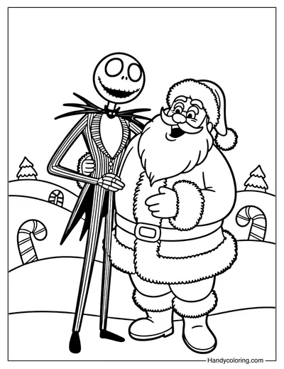 Santa Claus and Jack Coloring Page
