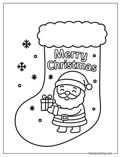 Santa Cozy Sock Coloring Page