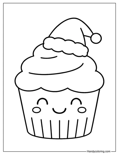 Santa Cupcake Coloring Page