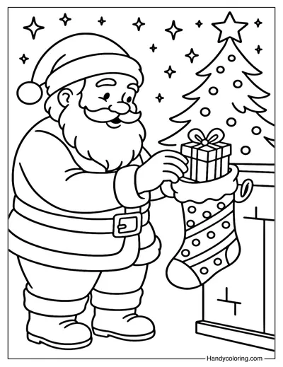 Santa Delivering Gifts Coloring Page