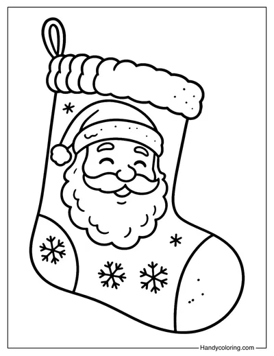 Santa Face Stocking Coloring Page