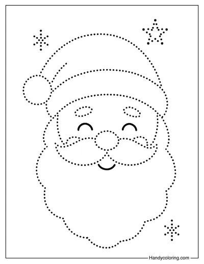Santa Face Tracing Christmas Coloring Page