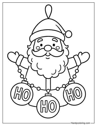 Santa Garland Ornament Coloring Page