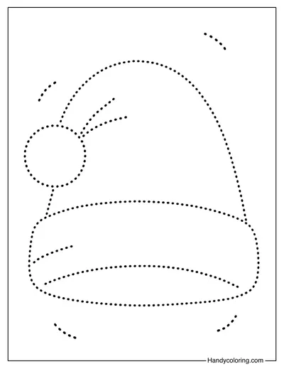 Santa Hat Tracing Christmas Coloring Page