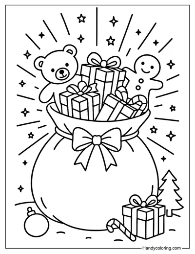Santa Magic Sack Coloring Page