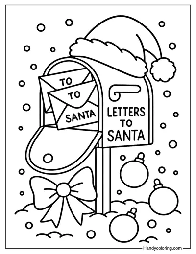 Santa Mailbox Coloring Page