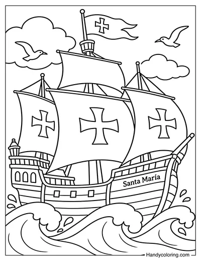 Santa Maria Sailing Through Giant Waves