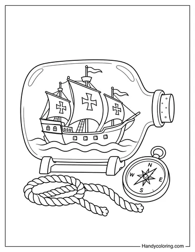 Santa Maria Ship Inside a Glass Bottle