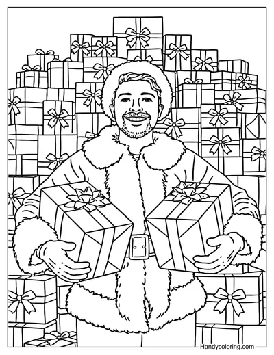 Santa Mr Beast Coloring Page