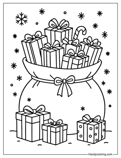 Santa Sack Full of Presents Coloring Page
