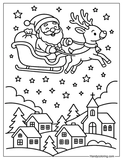 Santa Sleigh Ride Coloring Page