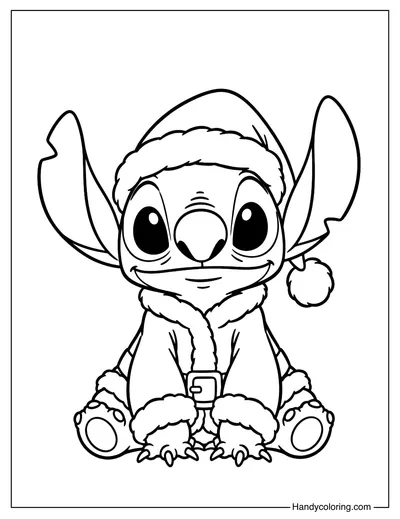 Santa Stitch Coloring Page