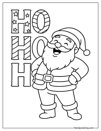 Santa with Ho Ho Ho Coloring Page