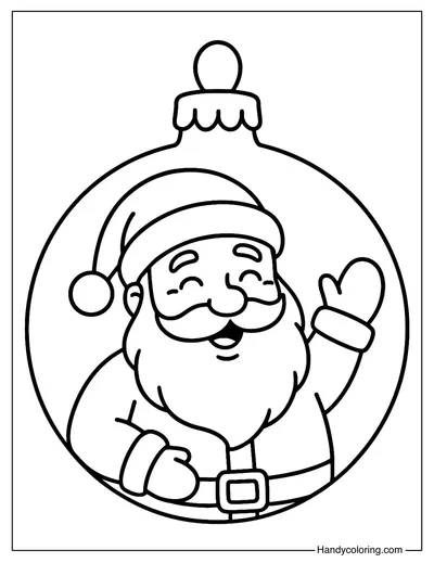 Santa Xmas Ornament Coloring Page