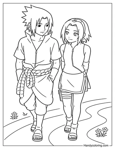 Sasuke and Sakura Walking Together