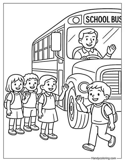 Say Hello at the Bus Stop Coloring Page