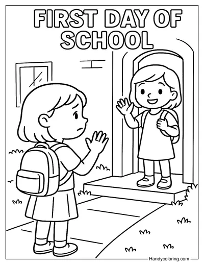 Say Hello on the First Day Coloring Page