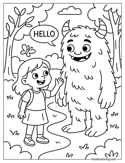 Say Hello to a Monster Coloring Page