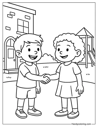 Say Hello to New Friends Coloring Page