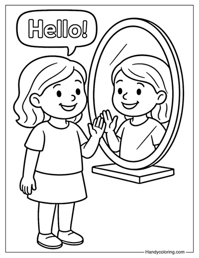 Say Hello to Yourself Coloring Page