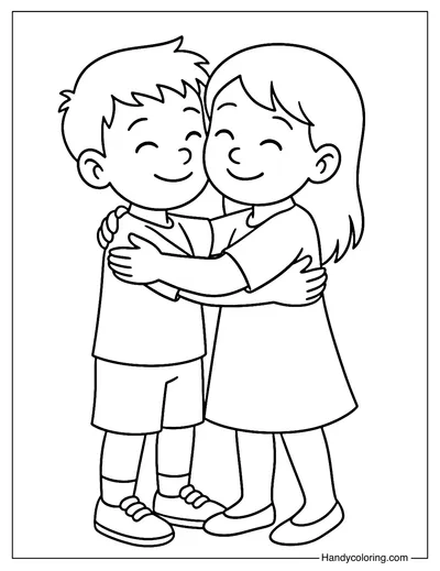 Say Hello with a Hug Coloring Page