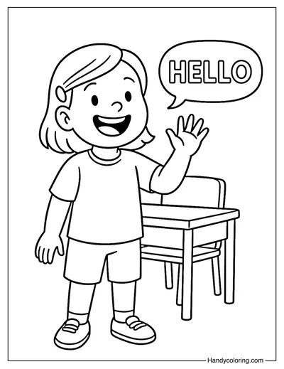 Say Hello with a Smile Coloring Page