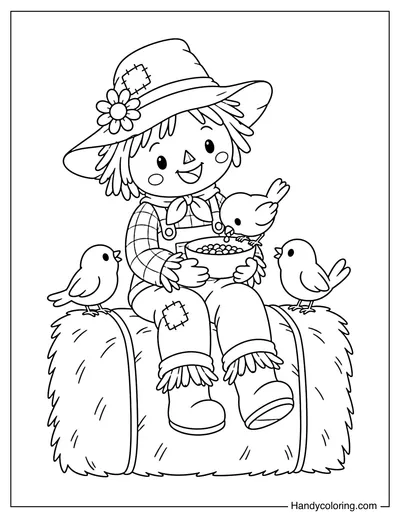 Scarecrow Feeding Little Birds