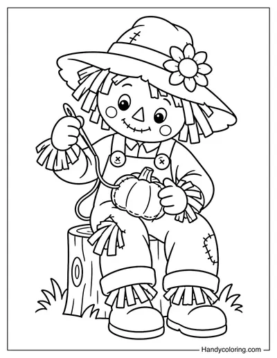 Scarecrow Patching His Own Overalls