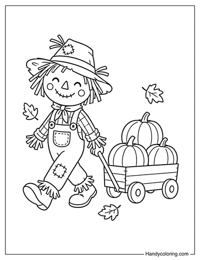 Scarecrow Pulling a Pumpkin Wagon