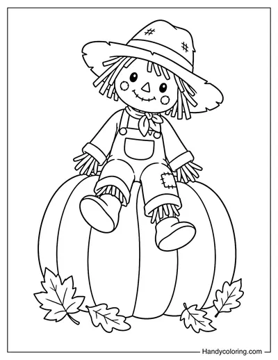 Scarecrow Sitting on a Giant Pumpkin