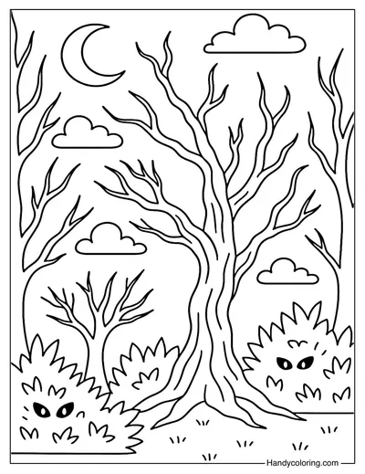 Scary Forest Coloring Page