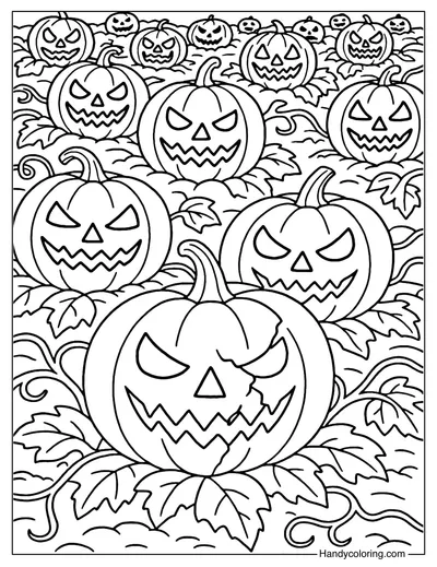 Scary Pumpkin Patch Coloring Page