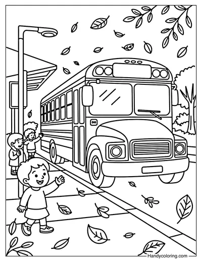 School Bus Morning Coloring Page