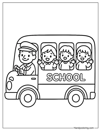 School Bus Ride Coloring Page