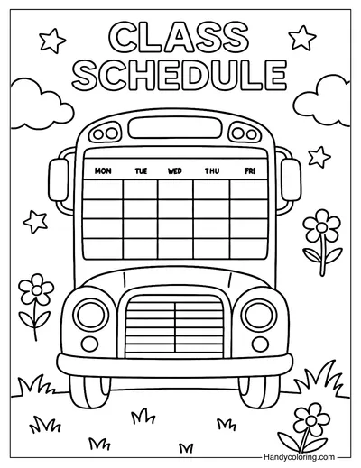 School Bus Weekly Coloring Page