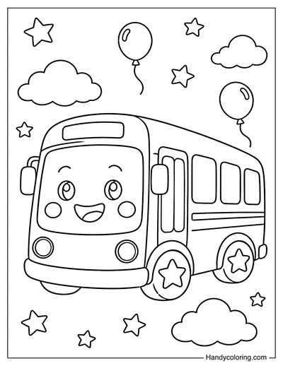 School Bus with Star Wheels