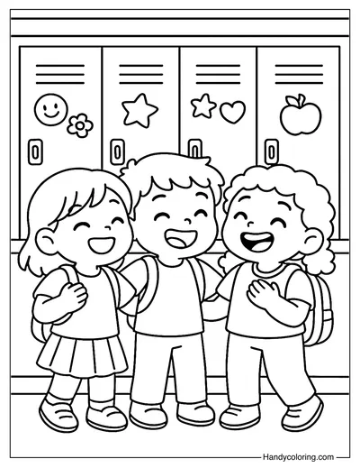 School Hallway Fun Coloring Page
