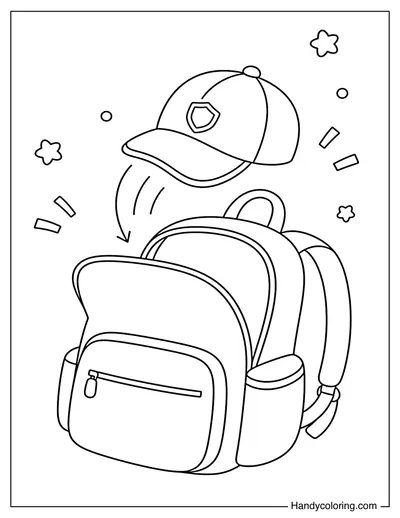 School Hat Toss into Backpack